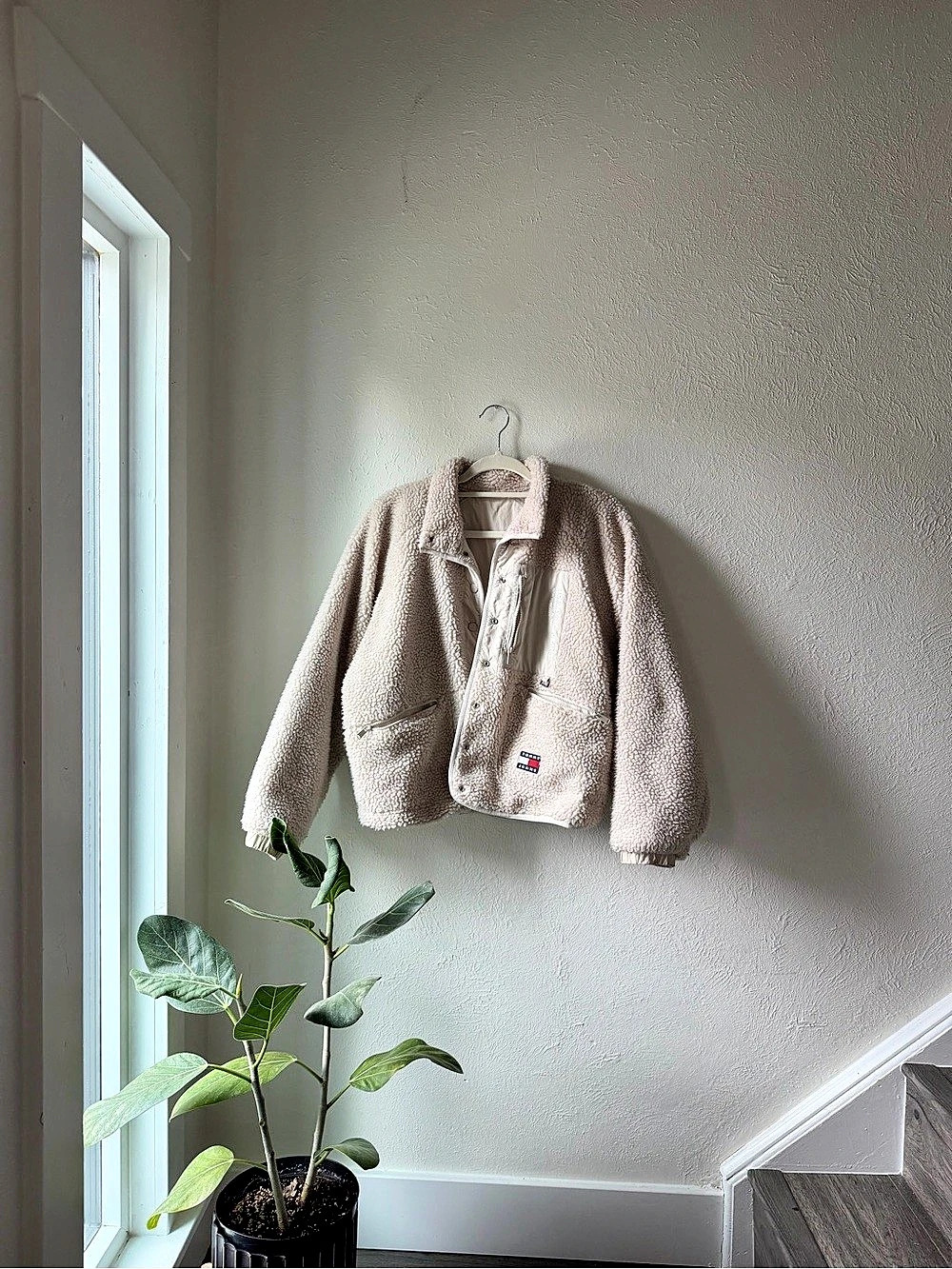 Tommy Jeans Sherpa Jacket Teddy Fleece Cream Medium